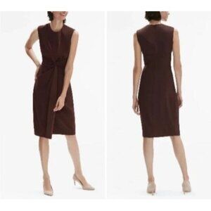 M M LaFleur The Taylor Dress Womens 12 Raisin Brown Sleeveless Knot Front Career